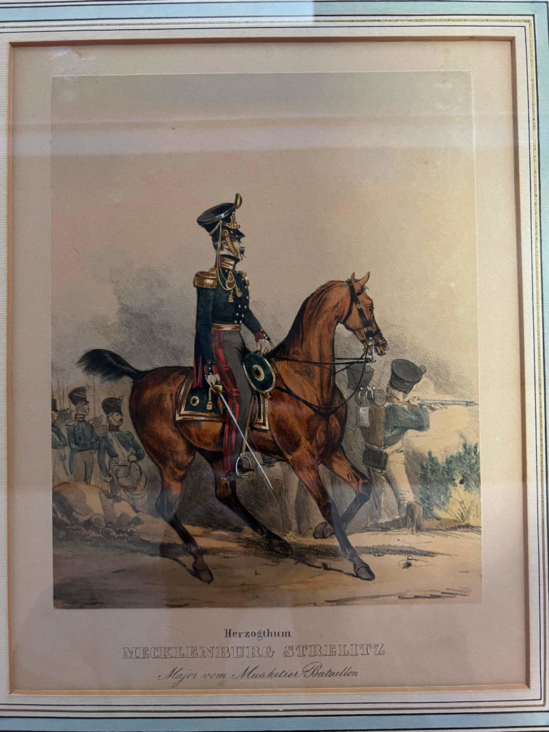 Original Lithographie / Kupferstich - Major vom Musketier Bataillon