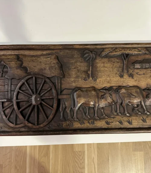 Vintage Wandbild aus Holzschnitzerei