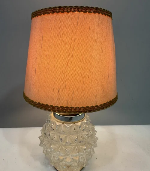 Vintage Nachtischlampe mit Glass Halterung