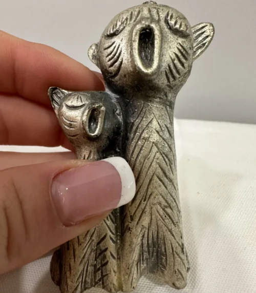 Vintage Peltro singende Katzenfigur