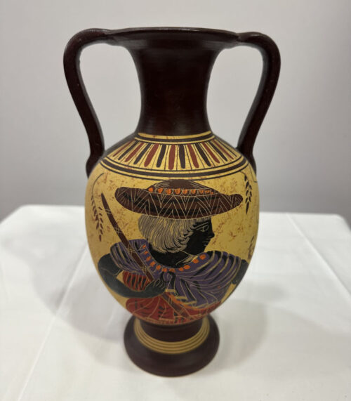 Vase mit griechischem Aufdruck handgemalt