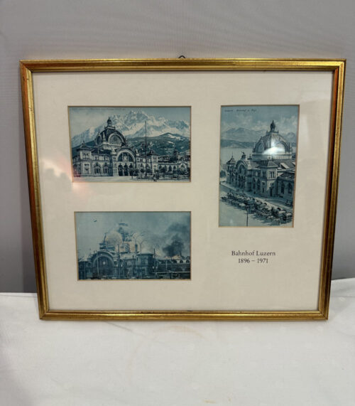Historische Bilderrahmen-Kollage Bahnhof Luzern (1896 - 1971)