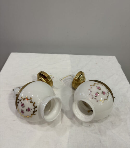 Wandleuchten vergoldet im 2er Set aus Porzellan