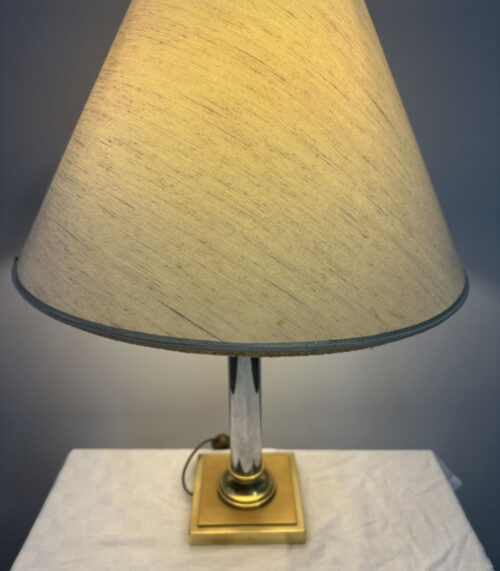 Vintage Tischlampe/ Tischleuchte mit vergoldetem Edelstahl Sockel