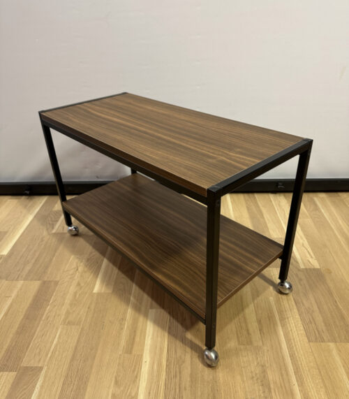 Mid-Century Servierwagen mit Nussbaum-Optik und Metallrahmen
