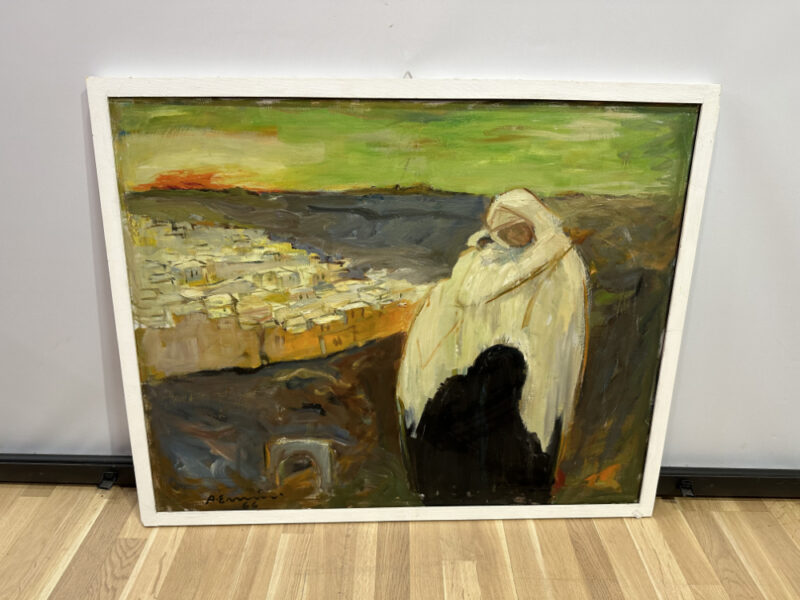 Ölgemälde Orientalische Stadtansicht mit verhüllter Figur 104 x 86 cm