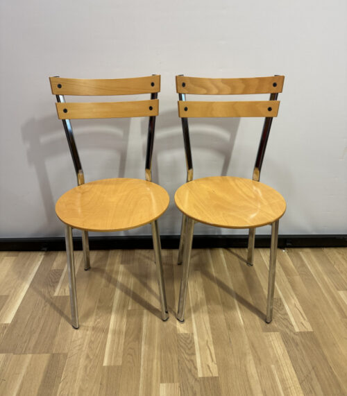 2er-Set Bistrostühle aus Buchenholz und Aluminium