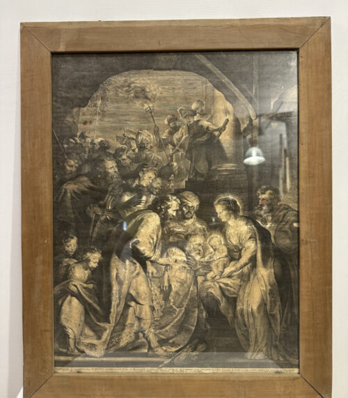 Antiker Kupferstich von Lucas Vostermans - „Anbetung der Heiligen Drei Könige“ 1621