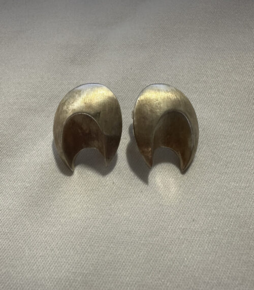 Vintage Ohrclips - Halbmond-Design aus Silber