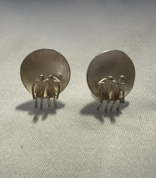 Vintage Ohrclips aus Silber - „Zweisamkeit auf der Bank“