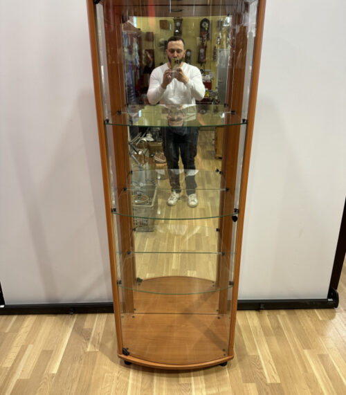 Moderne Glasvitrine mit Spiegel - Höhe 174 cm