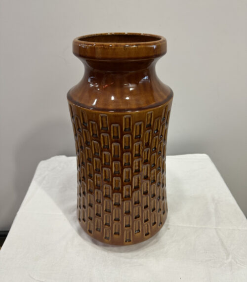 Jasba Keramikvase – Braune Vintage-Bodenvase mit Reliefmuster
