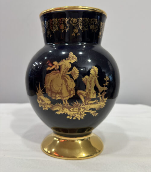 Vintage Porzellanvase aus Limoges, Frankreich – mit 22-karätiger Blattgoldverzierung