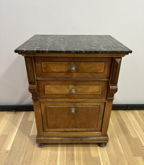 Antiker Gründerzeit Nachttisch / Beistelltisch mit Marmorplatte
