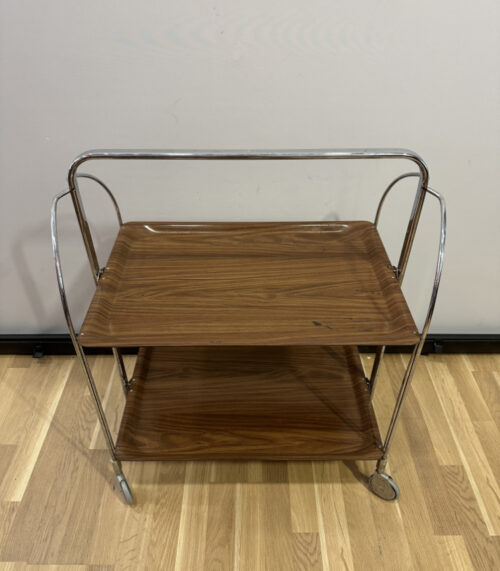 Klappbarer Vintage-Servierwagen von GERINO – Chrom & Holzoptik