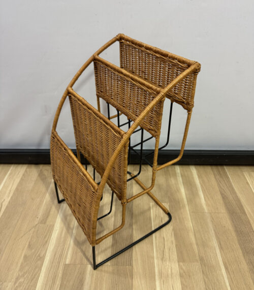 Mid-Century Zeitschriftenständer aus Rattan – 50er/60er Jahre Stil Jacques Adnet