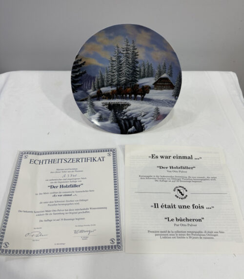 Sammlerteller „Der Holzfäller“ von Ottlinger – Winterliche Idylle von Otto Pulver (1994)