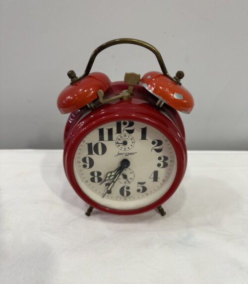 Vintage Wecker von Jerger – Doppelglocke in Rot, mechanisch & lautstark