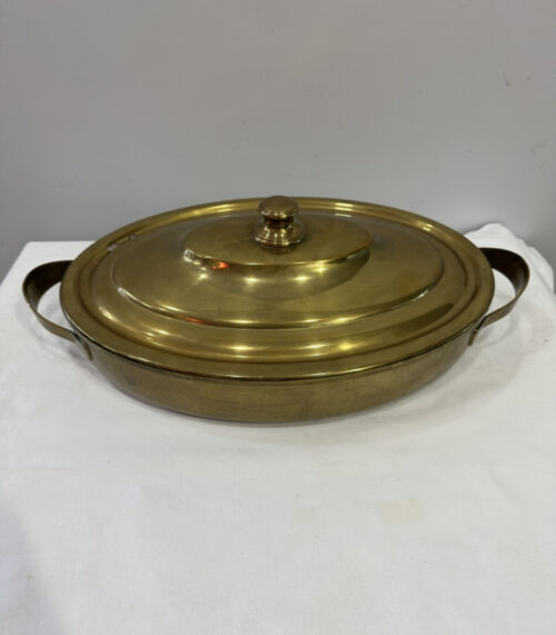 Ovale Messingpfanne mit Deckel – Vintage Küchenschatz mit Charakter