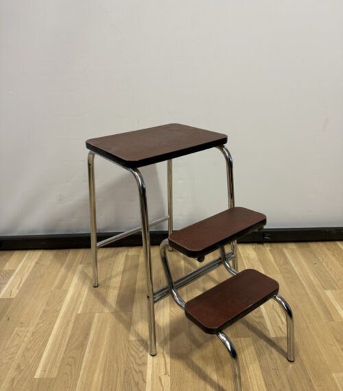 Vintage Trittstuhl mit Klappfunktion und Chromgestell, 1960er Jahre