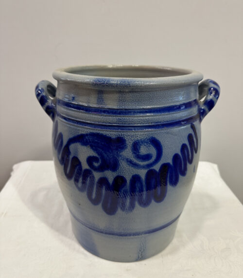 Salzglasierter Steinguttopf mit blauer Malerei – 10 Liter Fassungsvermögen