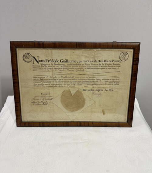 Originaldokument König Friedrich Wilhelm III. (frz. Frédéric Guillaume) – Reisepass 1803 für Henri Gustedt