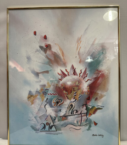 Moderne Komposition im Stil von Martin Ludwig – gerahmter Kunstdruck mit Signatur, 40 x 50cm