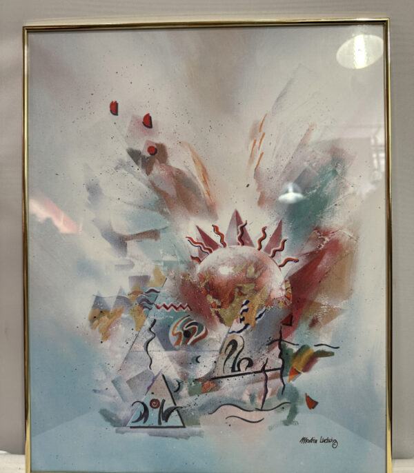 Moderne Komposition im Stil von Martin Ludwig – gerahmter Kunstdruck mit Signatur, 40 x 50cm