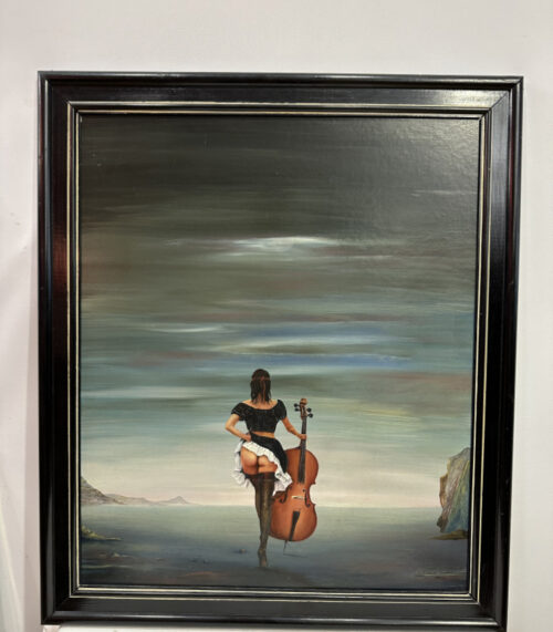 Vintage Ölgemälde „A Hattyú / Saint-Saëns“ – signiert von Aelyhe J. 1988, 60 x 70 cm