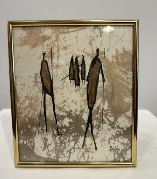 Seidendruck auf Stoff von Robin Anderson – Handgedruckt in Nairobi, Afrikanische Kunst auf Seide 22 x 26 cm