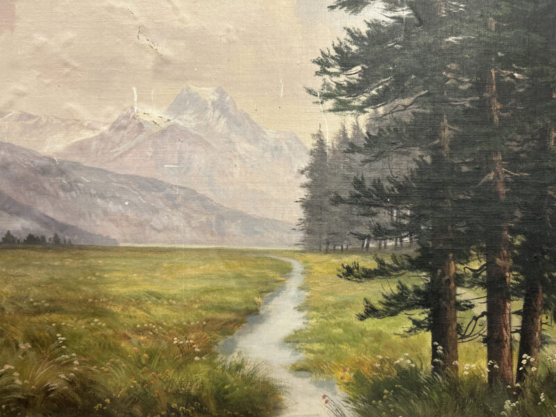 Ölgemälde „Partie im Engadin“ – Silsersee mit Piz Margan und Güż im Goldrahmen 80 x 60 cm - Image 2