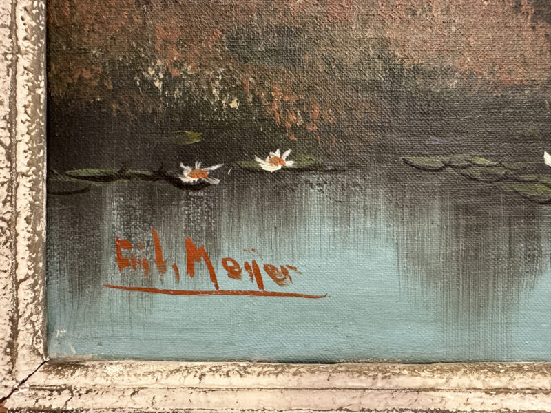 Herbstliches Gemälde mit Schwänen – signiert Fritz Meyer, 84 x 65 cm - Image 4