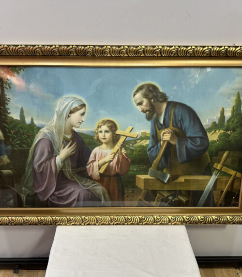 Heilige Familie – Farbdruck im goldverzierten Holzrahmen 122 x 74 cm