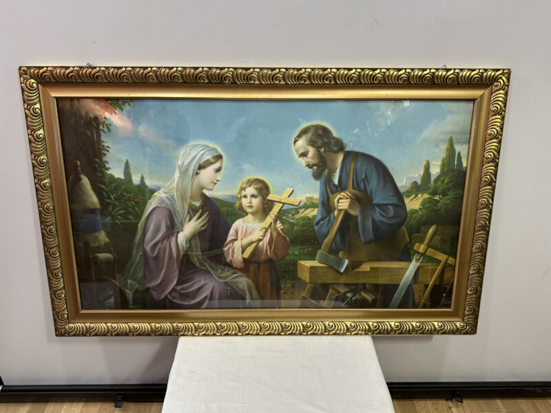 Heilige Familie – Farbdruck im goldverzierten Holzrahmen 122 x 74 cm