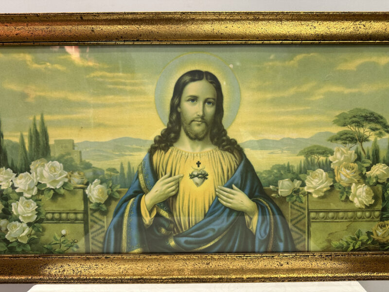 Jesusbild mit goldener Aureole – im Craquelé-Rahmen mit spirituellem Tiefgang, 88 x 46cm - Image 2