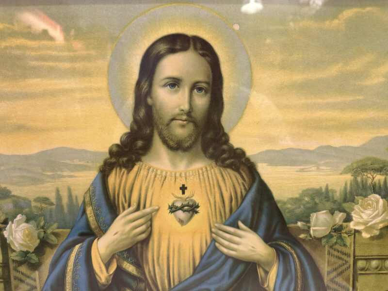 Jesusbild mit goldener Aureole – im Craquelé-Rahmen mit spirituellem Tiefgang, 88 x 46cm - Image 3