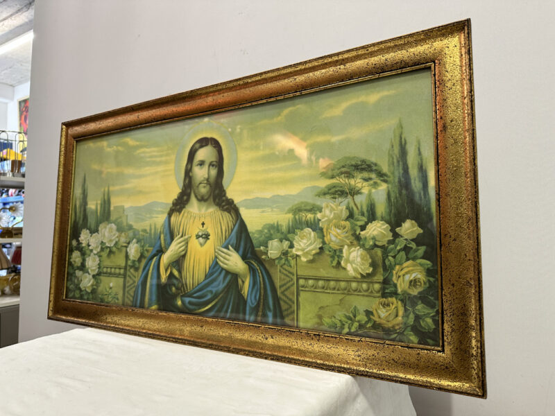 Jesusbild mit goldener Aureole – im Craquelé-Rahmen mit spirituellem Tiefgang, 88 x 46cm - Image 4
