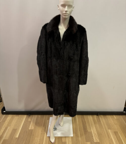 Vintage Nerzmantel für Damen – mit Satinfutter und Knopfverschluss