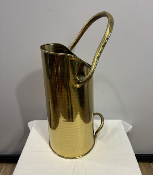 Italienische Vintage Messingkessel – handgehämmert, mit Henkel