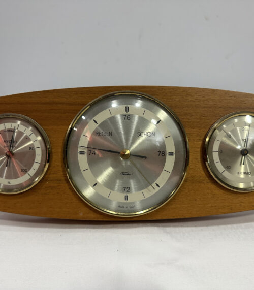 Vintage Wetterstation aus Holz – mit Thermometer, Barometer und Hygrometer aus der DDR