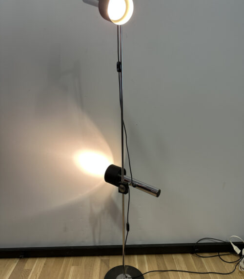 Vintage-Stehlampe mit verstellbaren Spots – Chrom & Schwarz