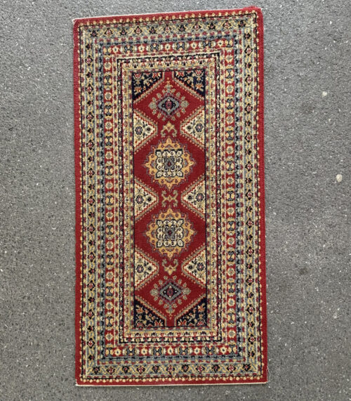 Farbstarker Orientteppich mit Bodüre, 128 x 67 cm