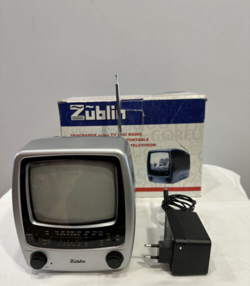 Tragbarer Retro-Fernseher mit Radio von Züblin Modell 1410 mit AV-Anschluss