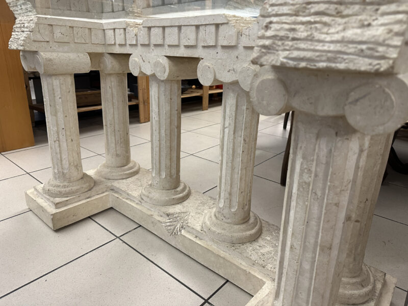 Monumentaler Esstisch im griechischen Antikstil – Glasplatte auf Säulenbasis 180 x 90 cm - Image 4
