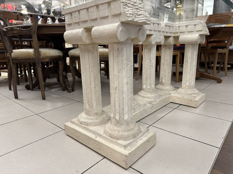 Monumentaler Esstisch im griechischen Antikstil – Glasplatte auf Säulenbasis 180 x 90 cm - Image 6