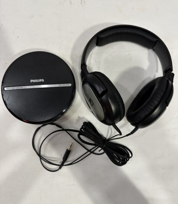 Tragbarer Philips MP3 CD Player mit Sennheiser Kopfhörer Retro Sound für unterwegs