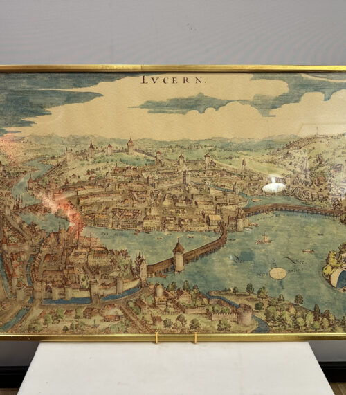 Historischer Stadtplan von Luzern – kolorierte Reproduktion nach Merian, 17. Jahrhundert 92 x 57 cm