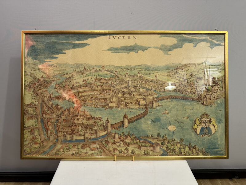 Historischer Stadtplan von Luzern – kolorierte Reproduktion nach Merian, 17. Jahrhundert 92 x 57 cm