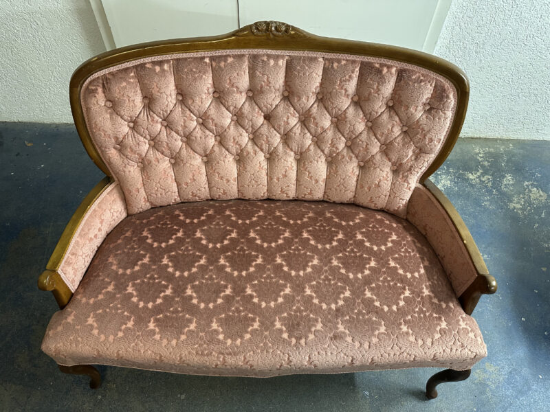 Barock Sitzgruppe mit Rosé-Stoff - 3-teilig - Image 7