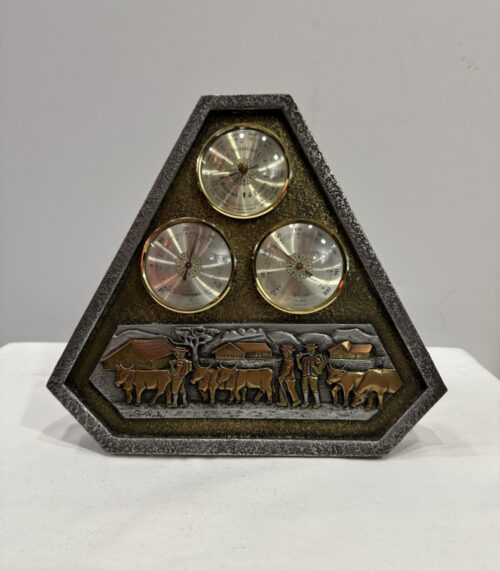 Wetterstation mit Bauernrelief – Barometer, Thermometer & Hygrometer im rustikalen Dreieckgehäuse